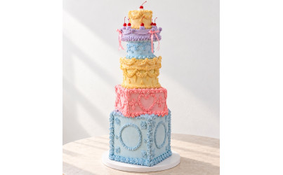 Six-Tier Pastel Vintage Lambeth Cake