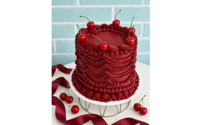 Burgundy Cherry Lambeth Cake